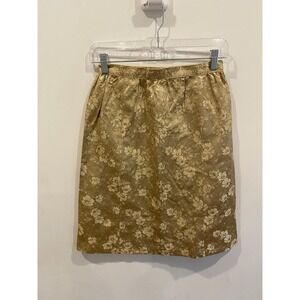 Vintage Gold Floral Jacquard‎ Pencil Skirt
